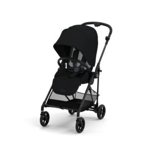Cybex Melio Carbon 3 Compact Stroller + Melio Cot 3 Bundle - Moon Black