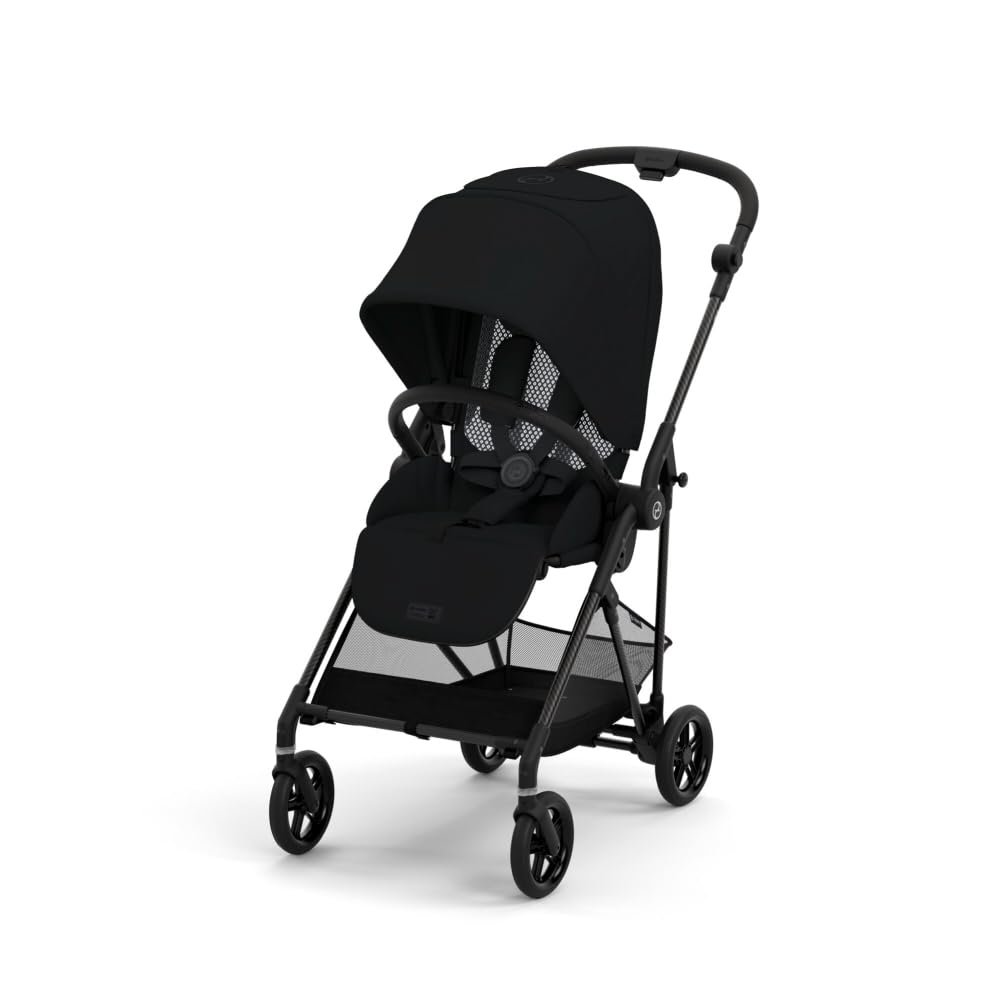 Cybex Melio Carbon 3 Compact Stroller + Melio Cot 3 Bundle - Moon Black