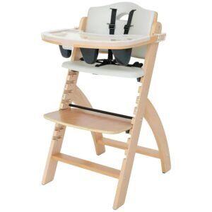Abiie Beyond Junior Wooden High Chair with Tray - Adjustable and Convertible
