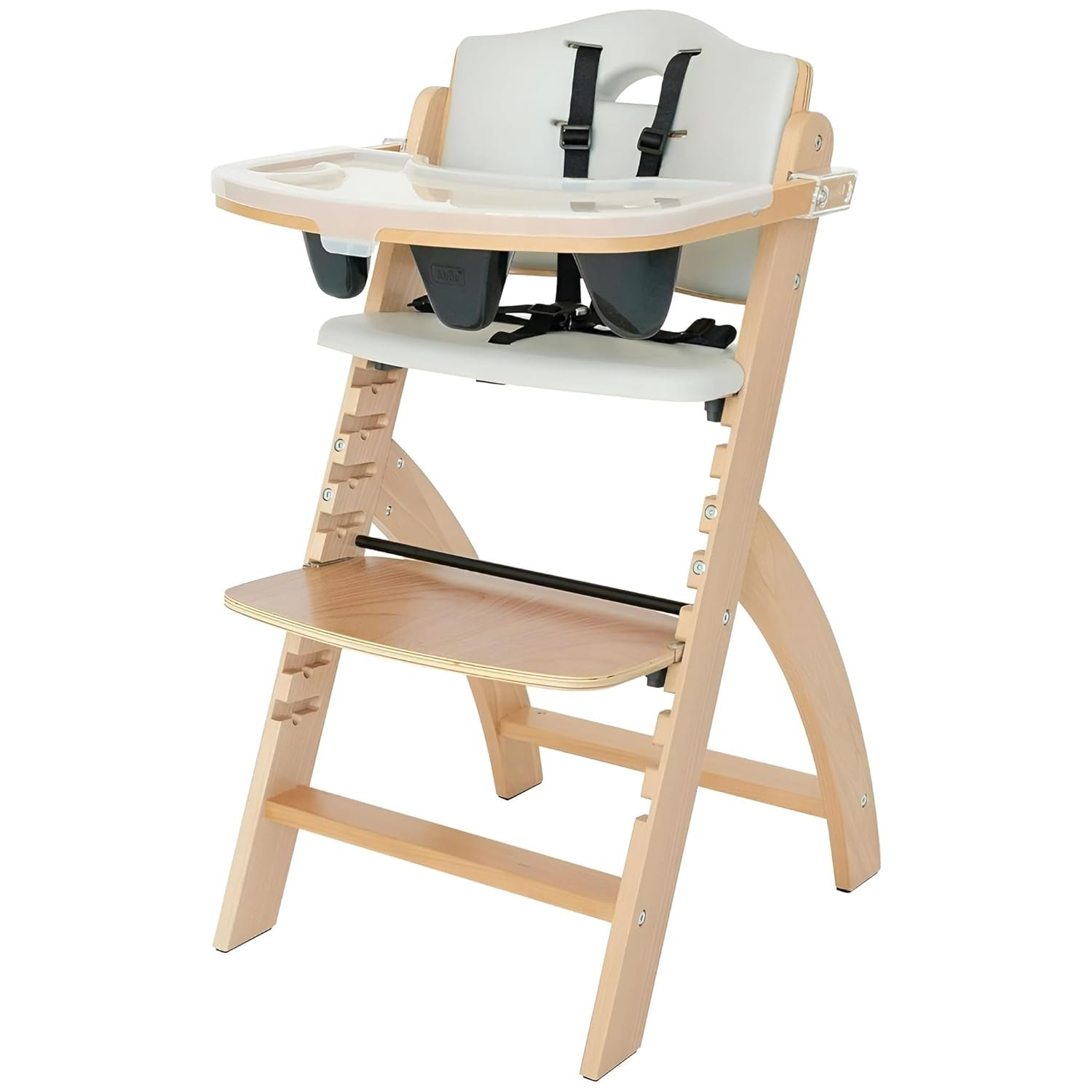 Abiie Beyond Junior Wooden High Chair with Tray - Adjustable and Convertible