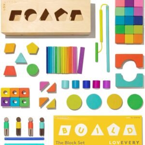 LOVEVERY | The Block Set | Solid Wood Building Blocks and Shapes + Wooden Storage Box