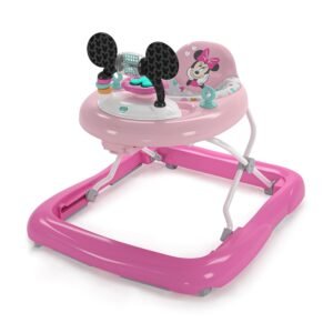 Bright Starts Disney Minnie Mouse 2-in-1 Baby Activity Walker – Foldable Walker with Lights, Music & Removable Toy Station