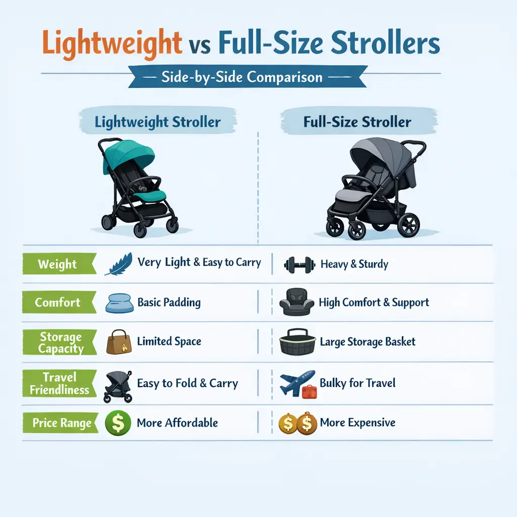 Lightweight vs Full Size Strollers Side by Side Comparison