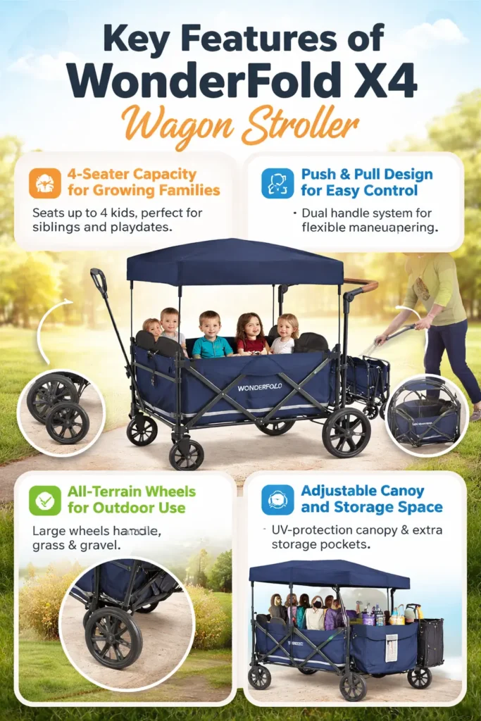 WonderFold X4 Push & Pull Wagon Stroller Review – 4 Seater All-Terrain Wagon for Families